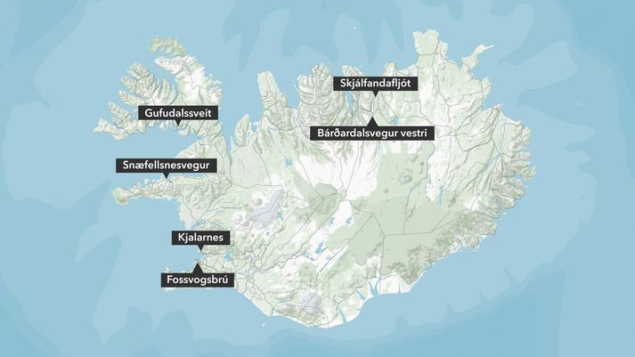 Hér sjáum við helstu nýju verkefni sem hefjast á handa við í vegagerð á næsta ári, samkvæmt því sem meirihlutinn í fjárlaganefnd Alþingis greinir frá í nefndaráliti.