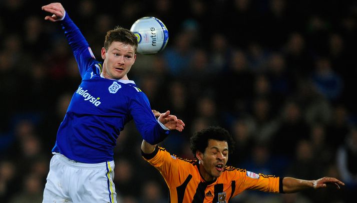 Aron Einar Gunnarsson í leiknum í kvöld.