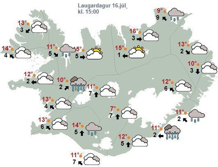 Ský og rigning virðist vera uppskriftin næstu daga þó hiti haldist ágætlega hár.