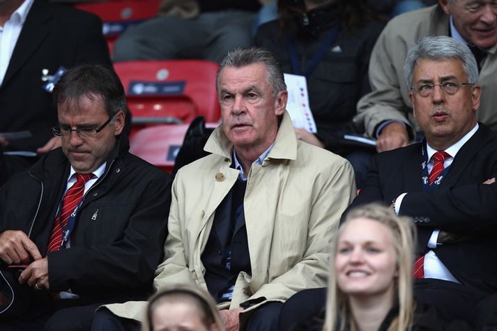 Ottmar Hitzfeld þjálfari A-landsliðs Sviss er mættur til Danmerkur