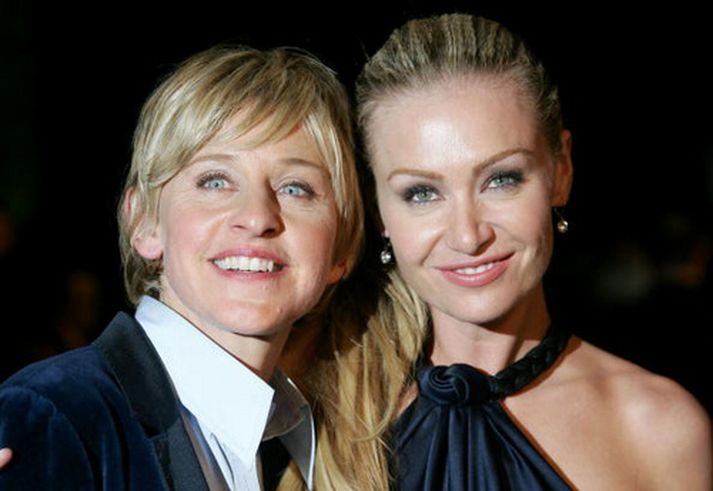 Lesbíuparið Ellen Degeneres og Portia de Rossi eru vinsælustu barnfóstrurnar.