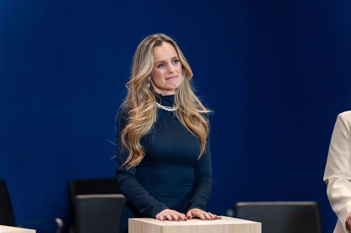 Hildur Björnsdóttir á kosninganótt í maí.