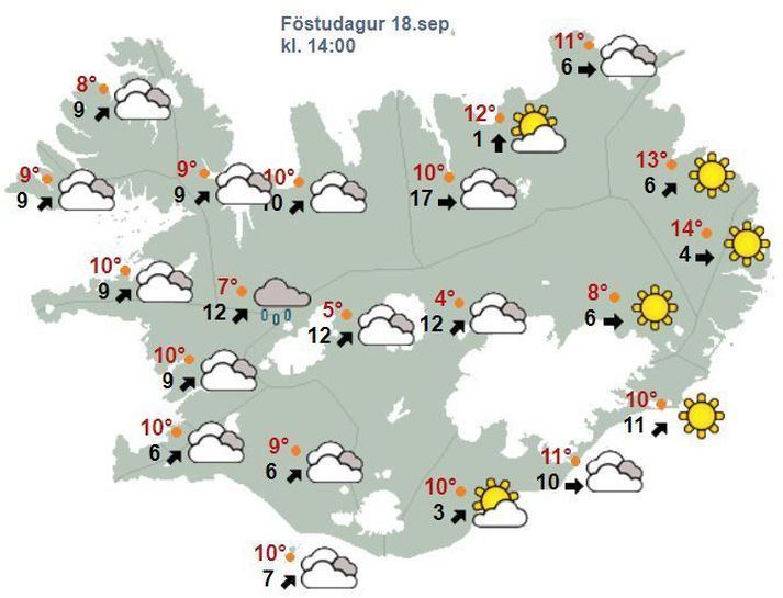 Spáð er góðu veðri á Austurlandi í dag.