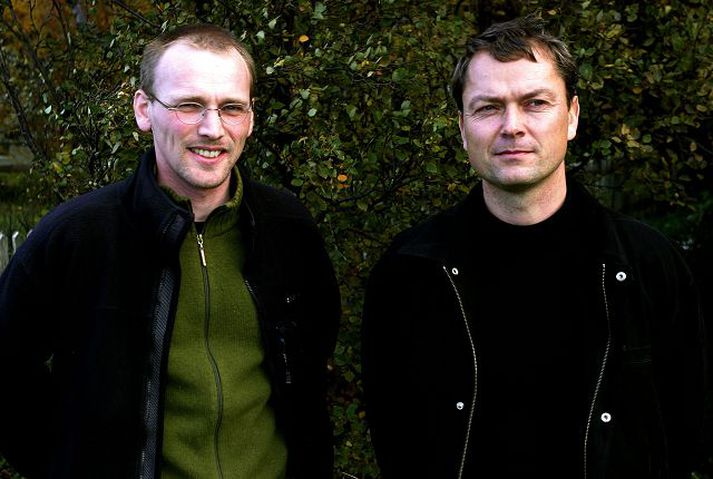 Hreinn Óskarsson (til vinstri) náði að snúa við hópi ferðamanna rétt áður en gos hófst.