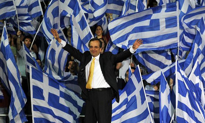 Antonis Samaras Leiðtogi hægrimanna lofar að reka alla ólöglega útlendinga úr landi. nordicphotos/AFP