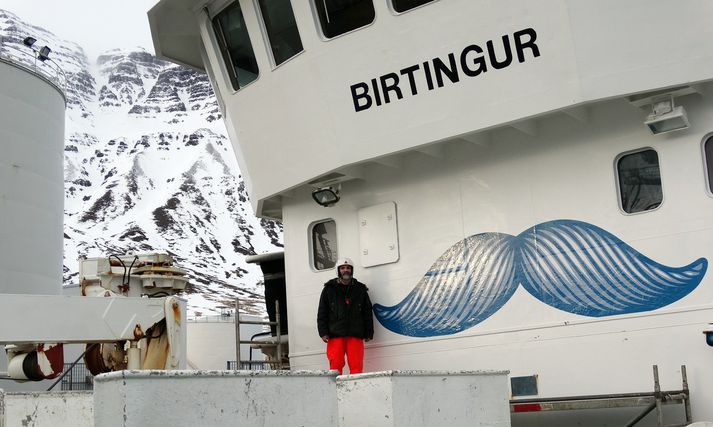 Átakið hófst í Mottumars í fyrra. Skipið er Birtingur NK - gamli Börkur, aflahæsta fiskiskip Íslandssögunnar.