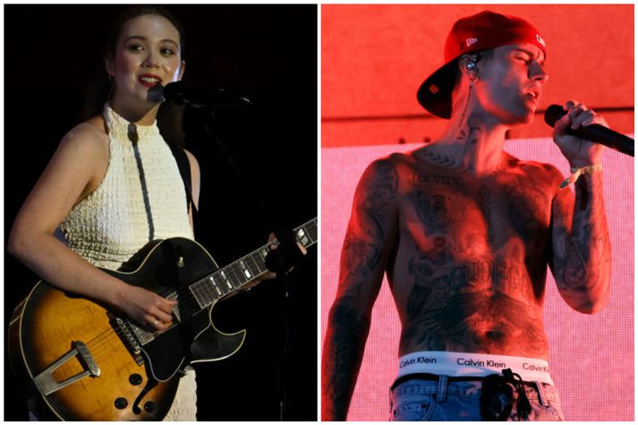 Laufey og Justin Bieber koma fram á Coachella. 