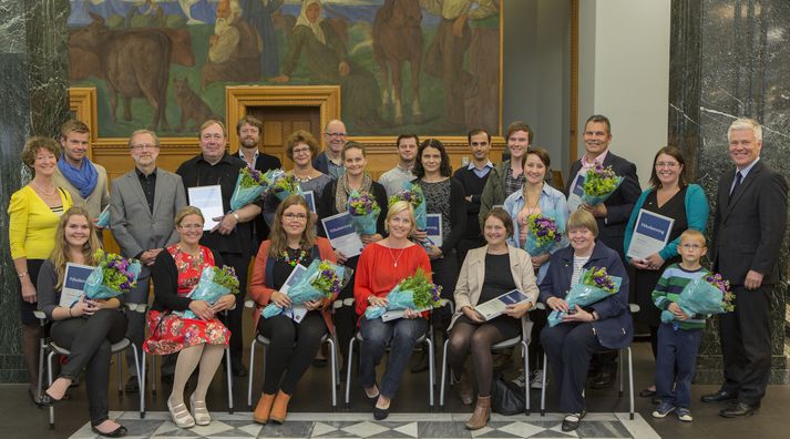 Frá afhendingu verðlaunanna í dag