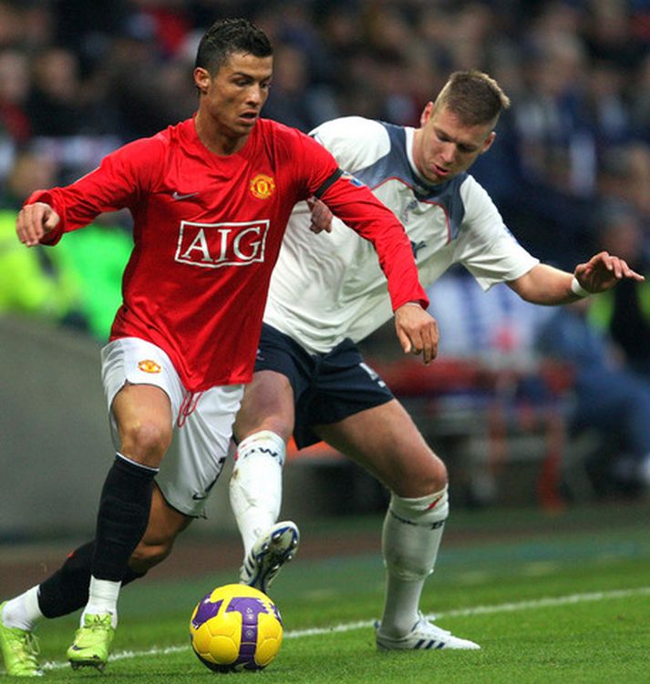 Grétar Rafn í leik með Bolton gegn Manchester United.