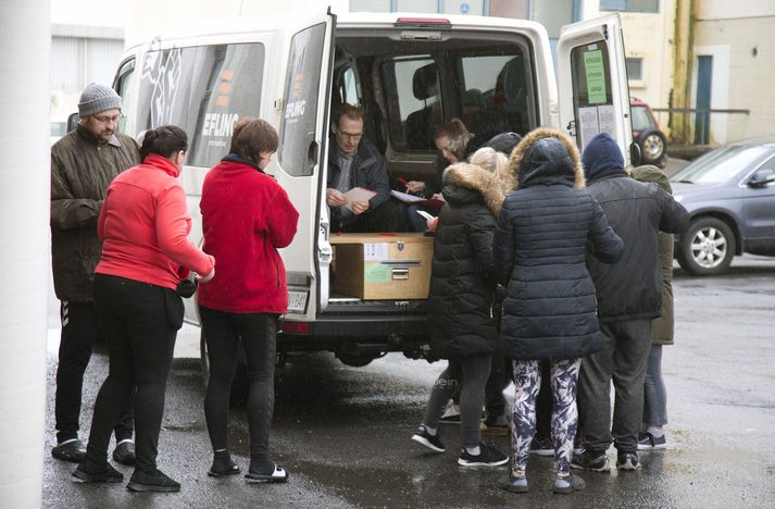 Bíll frá Eflingu keyrði milli gististaða þar sem hægt var að greiða atkvæði um verkfallsaðgerðir.