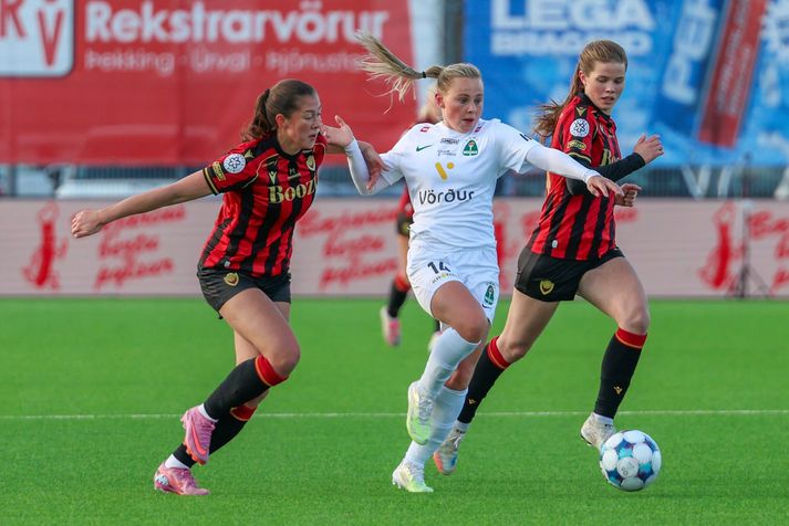 Hrafnhildur Ása Halldórsdóttir lék við hvurn sinn fingur í leiknum. 