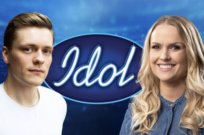 Aron Mola og Sigrún Ósk eru kynnar Idol sem hefst í kvöld. Þau spreyttu sig á nokkrum Idol spurningum í Brennslunni í morgun.