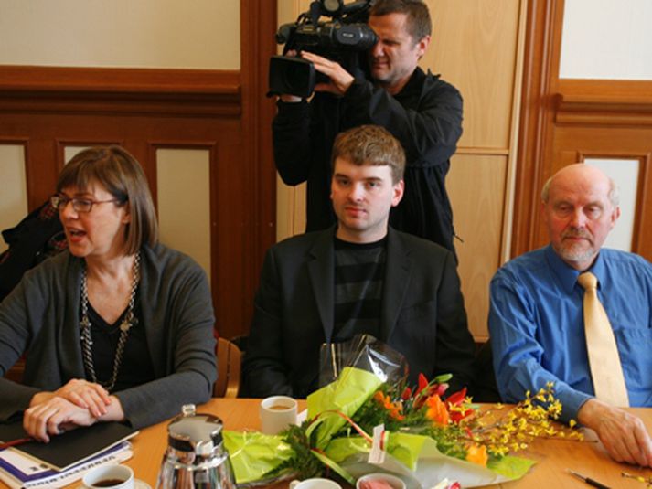 Frá þingflokksfundi VG. Ásmundur Einar er fyrir miðju.