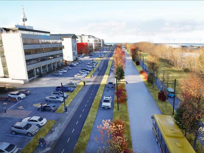 Svona mun Suðurlandsbraut líta út eftir breytingar.