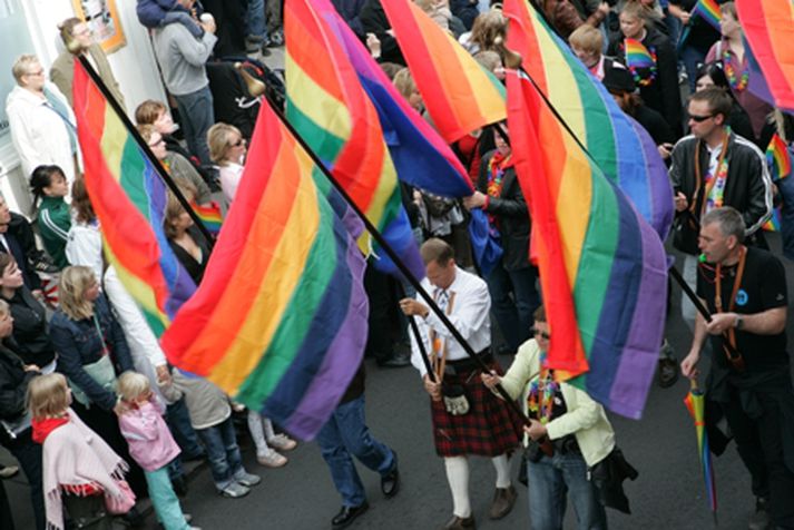 Frá gleðigöngunnni Gay Pride á Íslandi.