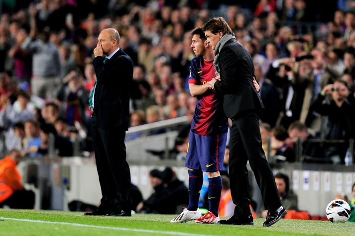 Lionel Messi ræðir við Tito Vilanova.