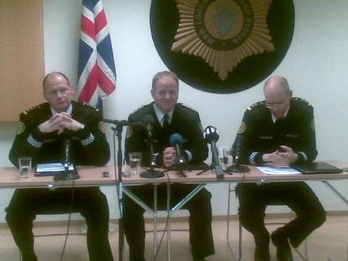 Frá blaðamannafundi lögreglunnar við Hverfisgötu sem hófst klukkan 16.