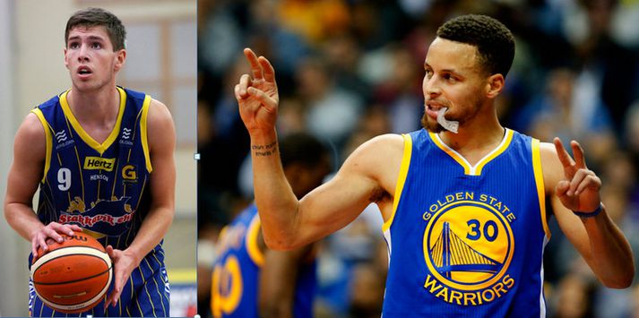 Jón Axel Guðmundsson og Stephen Curry