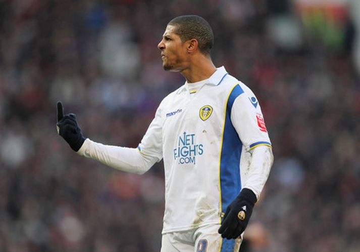 Leeds sló Manchester United úr leik í ensku bikarkeppninni fyrr í vetur. Hér er Jermaine Beckford í leik liðanna á Old Trafford.