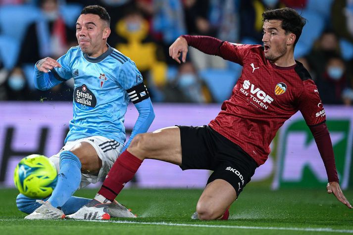 Iago Aspas skoraði fyrir Celta Vigo en meiddist um leið og varð að fara af velli.