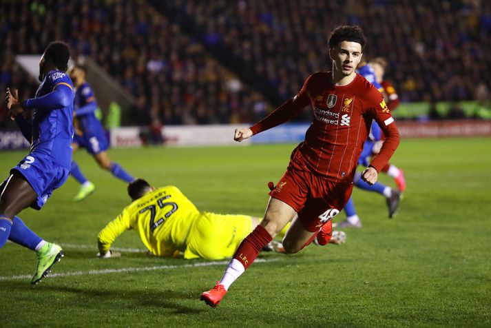 Curtis Jones er búinn að skora í báðum leikjum Liverpool í ensku bikarkeppninni á þessu tímabili.