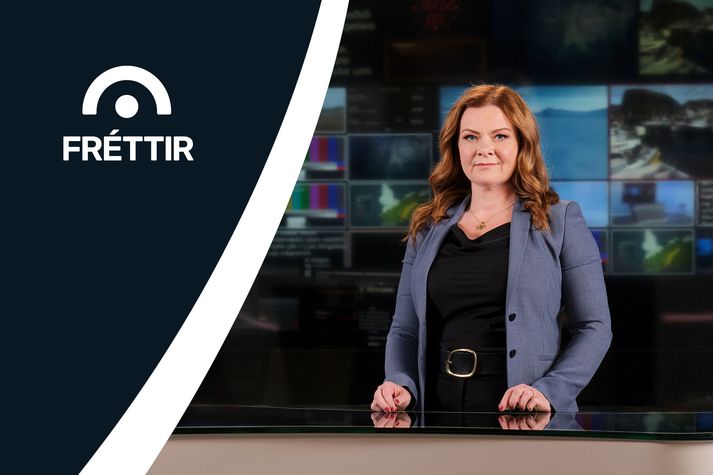 Erla Björg Gunnarsdóttir les kvöldfréttirnar á Sýn í kvöld.