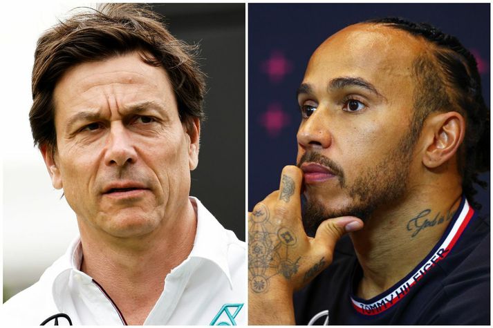 Toto Wolff, framkvæmdastjóri Formúlu 1 liðs Mercedes og Lewis Hamilton, annar af ökumönnum liðsins