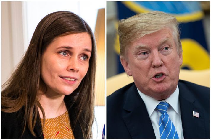 Katrín Jakobsdóttir forsætisráðherra Íslands og Donald Trump forseti Bandaríkjanna.