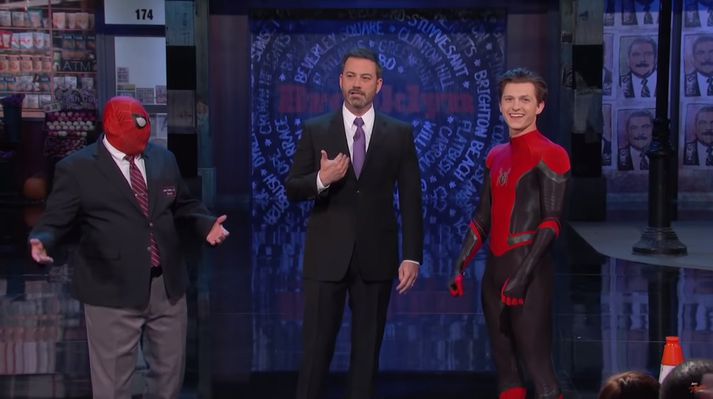 Guillermo, Kimmel og Holland/Spider-Man.