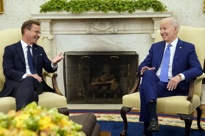 Kristersson og Biden í Hvíta húsinu í gær.