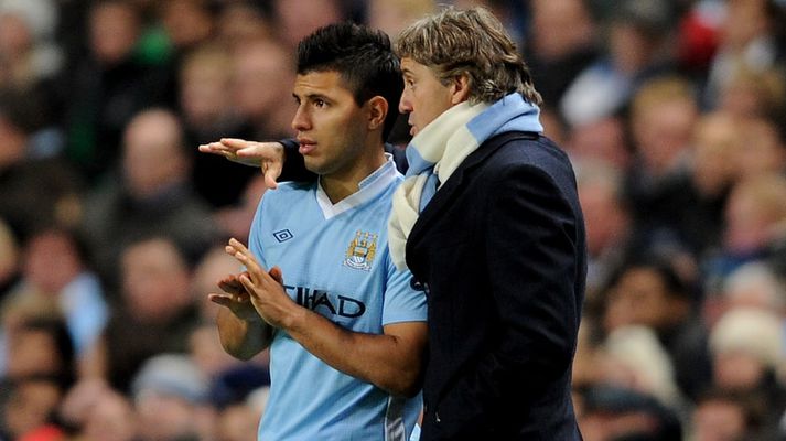 Roberto Mancini og Sergio Aguero.
