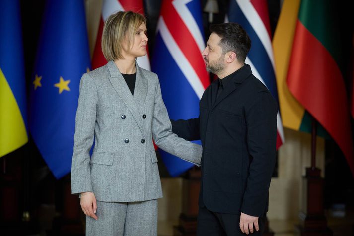 Kristrún Frostadóttir hitti Volodomír Selenskí í dag. 