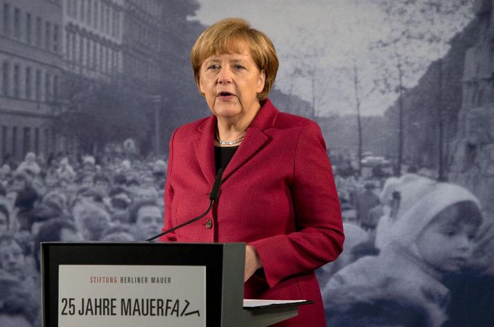 Angela Merkel Þýskalandskanslari flutti ávarp fyrr í dag.