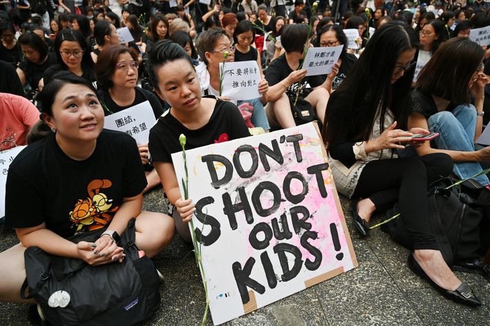 Mótmælendur í Hong Kong.