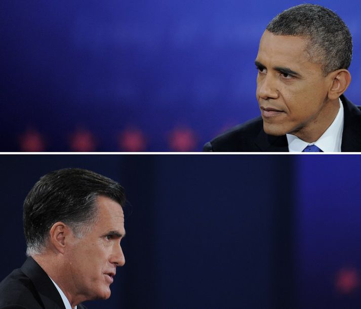 Mitt Romney og Barack Obama berjast harðri keppni um bandaríska forsetaembættið.