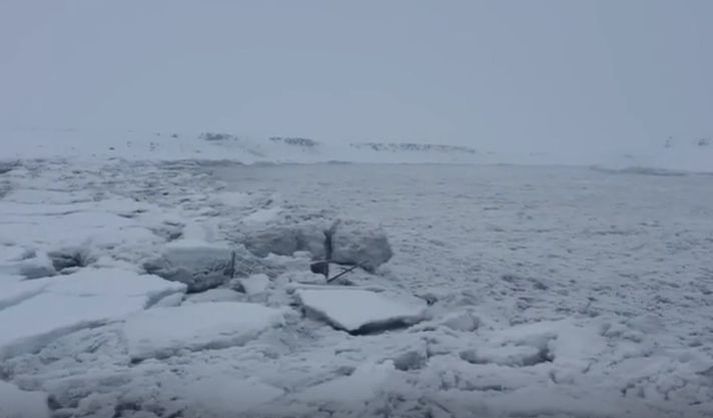 Frá vettvangi við Jökulsá á Fjöllum í lok janúar.