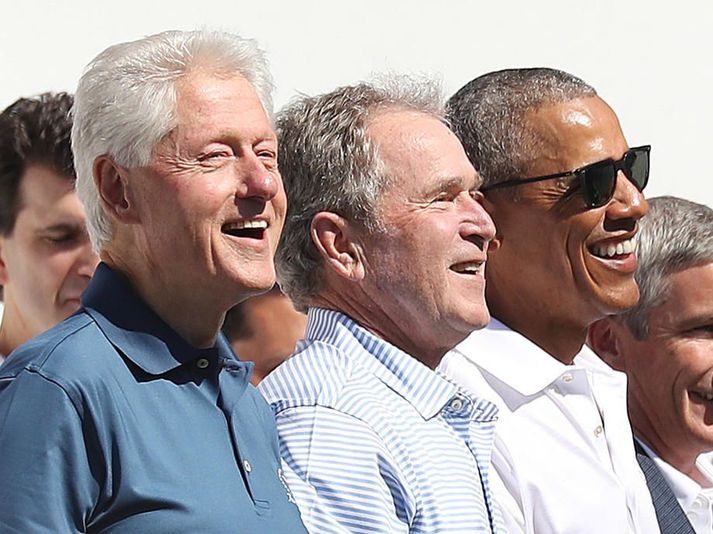 Clinton, George W. Bush og Barack Obama árið 2017