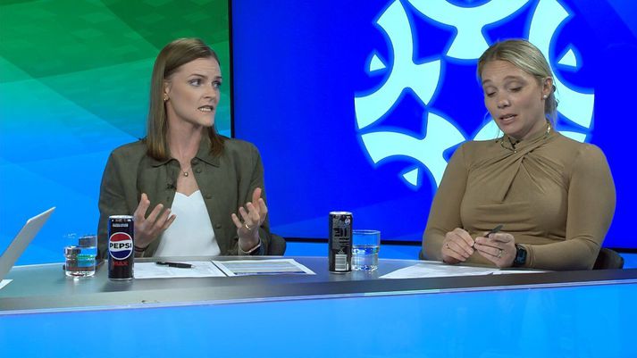 Mist Edvarsdóttir og Margrét Lára Viðarsdóttir voru ekki hrifnar af þeirri ákvörðun að heimaleikur Þórs/KA við Tindastól skyldi fara fram inni í Boganum í stað Greifavallarins.