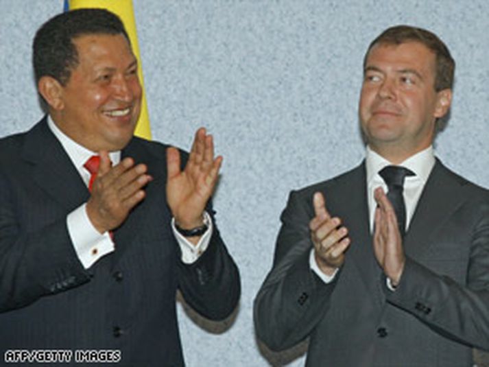 Chavez og Medvedev á fundi sínum í síðustu viku.