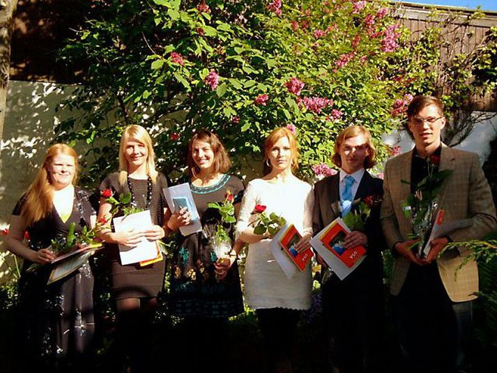 styrkþegarnir Anna Björk, Helga Kristín, Oddný, Berglind, Elmar og Arnar.