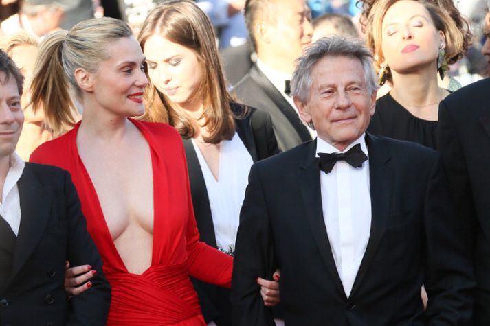 Polanski í Cannes ásamt konu sinni Emmanuelle Seigner.