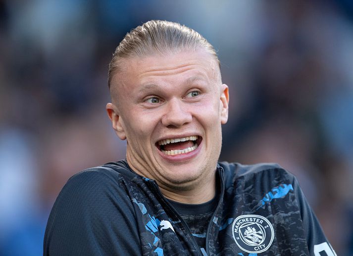 Erling Haaland er kominn aftur af stað eftir meiðsli og ætti að geta spilað bikarúrslitaleikinn í dag.