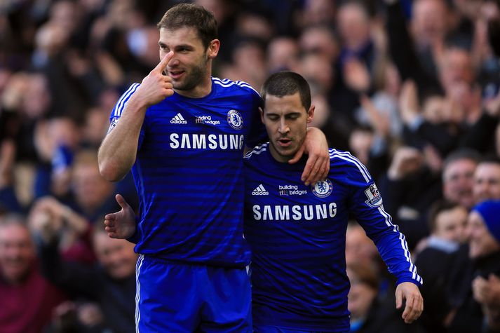 Branislav Ivanovic og Eden Hazard.