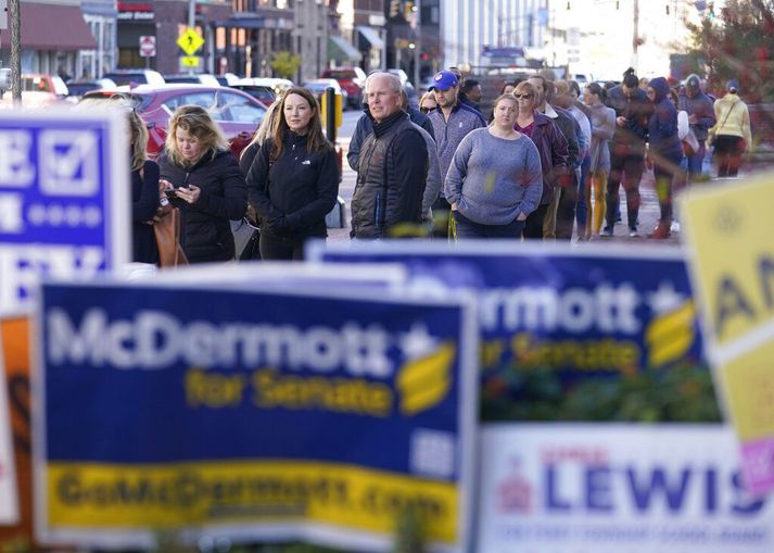 Kjósendur í Indianapolis í Indiana-ríki eru klárir í slaginn.