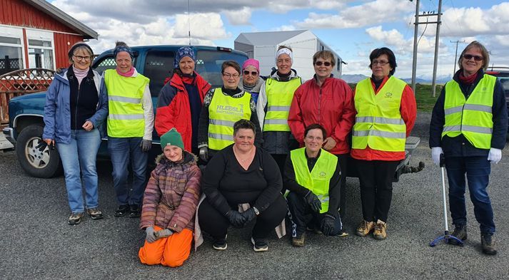 Konurnar í Kvenfélaginu Einingu í Holtum hafa gengið um 75 kílómetra og týnt allt rusl, sem þær hafa séð við vegina í sveitinni.