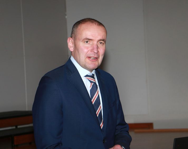 Guðni Th. Jóhannesson, forseti Íslands, sem reiknar fastlega með að íslenska landsliðið komist á verðlaunapall á HM í handbolta.