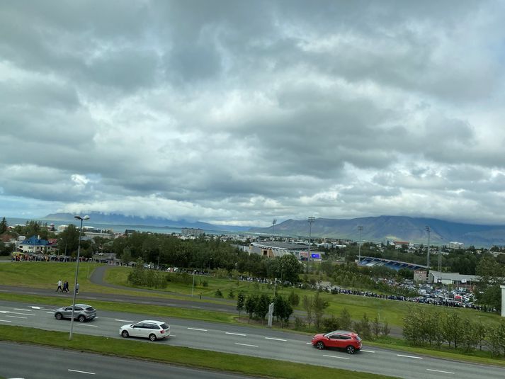 Röðin klukkan um 14:30 í dag.