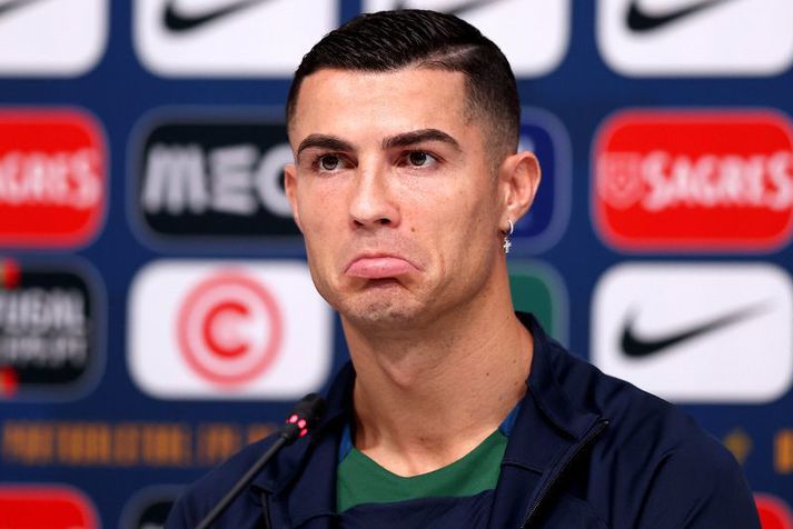 Cristiano Ronaldo á blaðamannafundinunm.