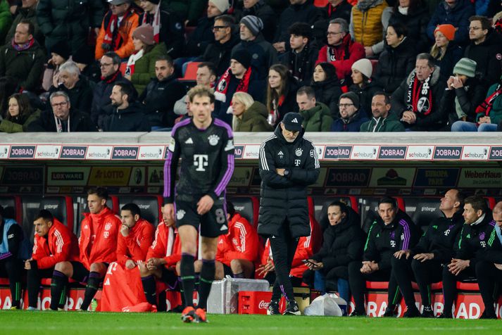 Leon Goretzka og Thomas Tuchel svekktir í leik Bayern München og Freiburg um helgina. Hann fór 2-2.