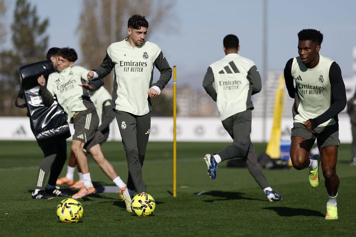 Áflog brutust út á æfingasvæði Real Madrid í dag. 